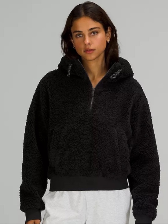 lululemon athletica Tops - LULULEMON Oh So Sherpa Black Half Zip Hoodie